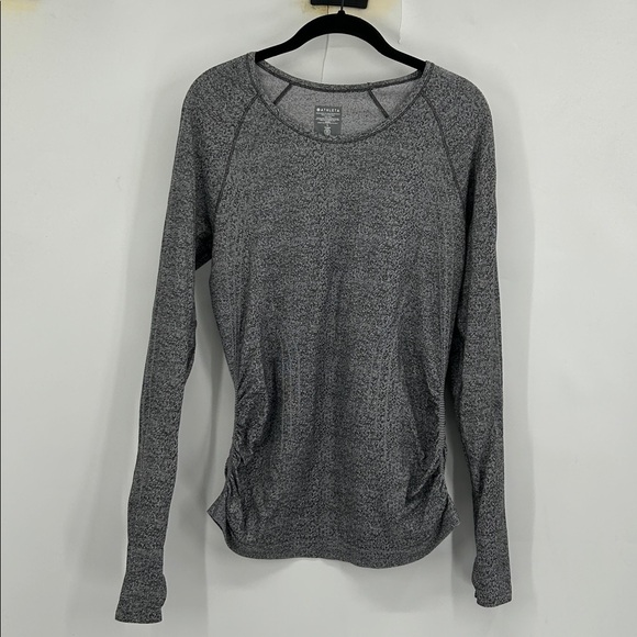 Athleta Speedlight Seamless Top Gray Long Sleeve Ruched Sides Size Large - Picture 2 of 7